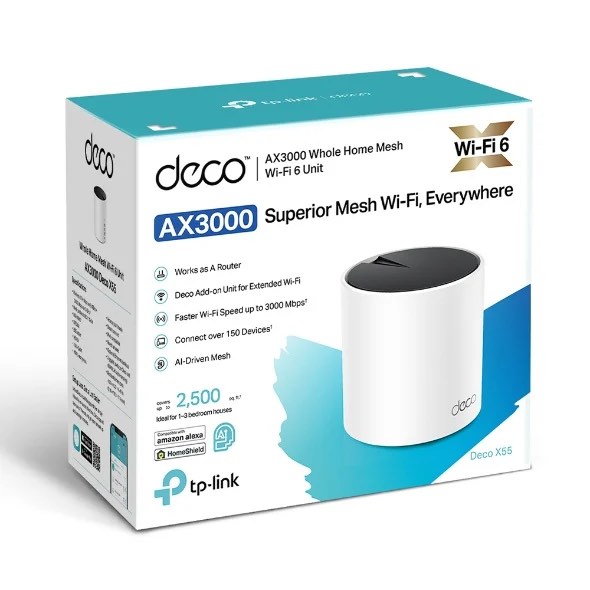 TP-Link Deco X55 AX3000 Wi-Fi 6 Mesh Router (1 Pack), 電腦＆科技