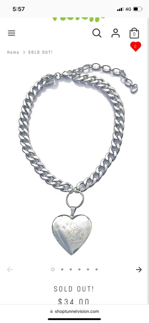 tunnel vision locket heart cherub chunky chain necklace edgy y2k style