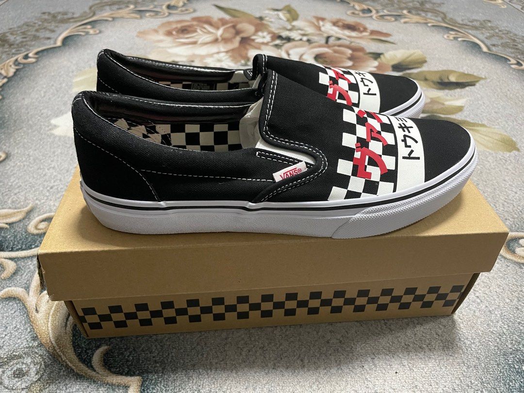 Vans slip shop on checkerboard japan