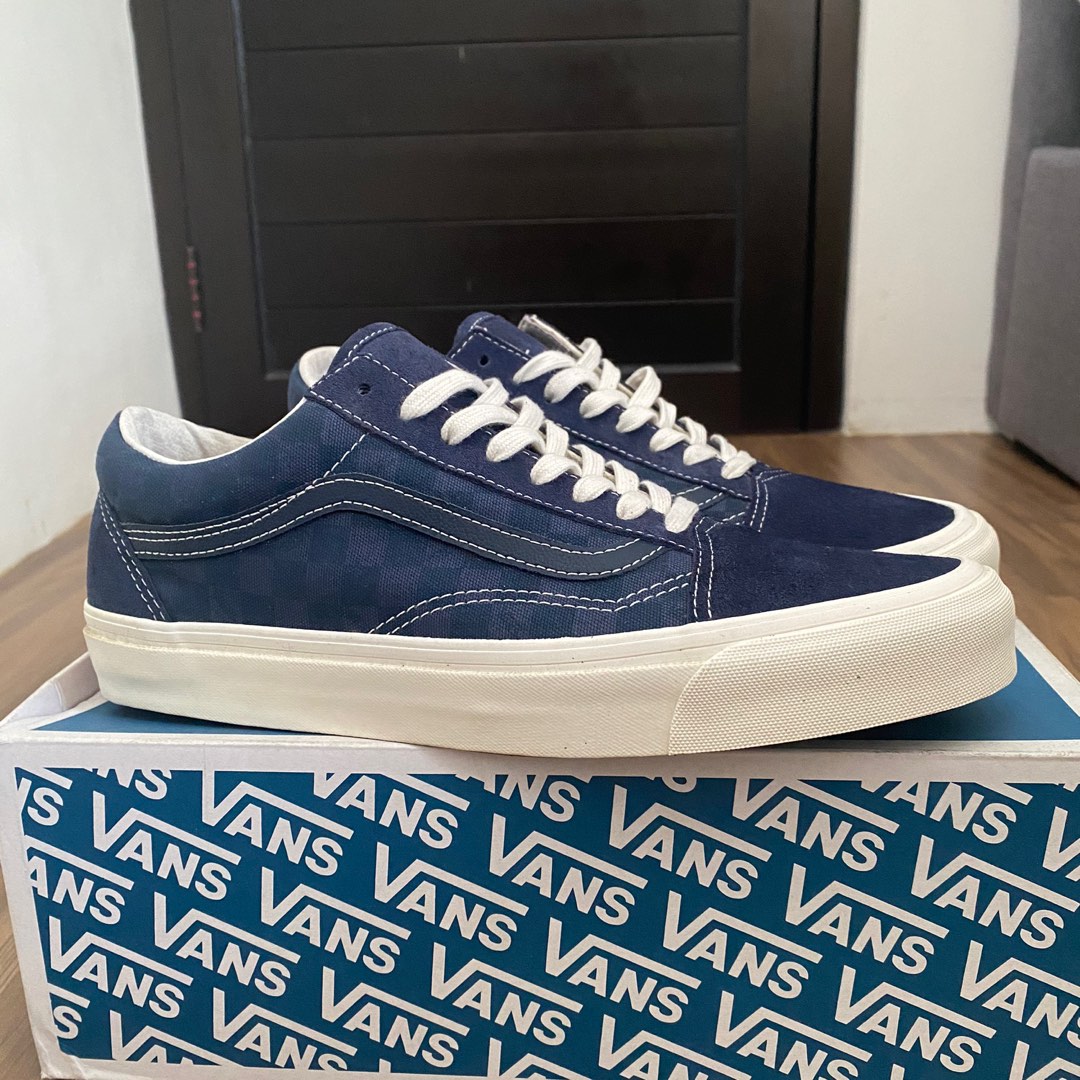 Vans vault og old skool lx checkerboard & majolica blue store