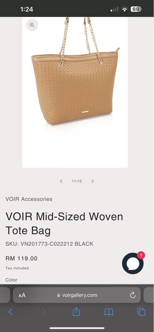 VOIR MidSized Woven Tote Bag, Women's Fashion, Bags & Wallets, Tote