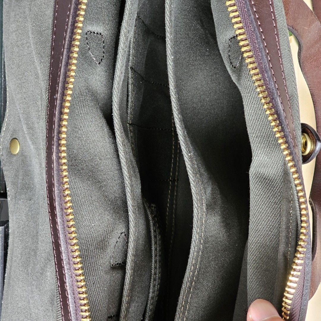 Waxed canvas briefcase, Men's Fashion, Bags, Briefcases on Carousell