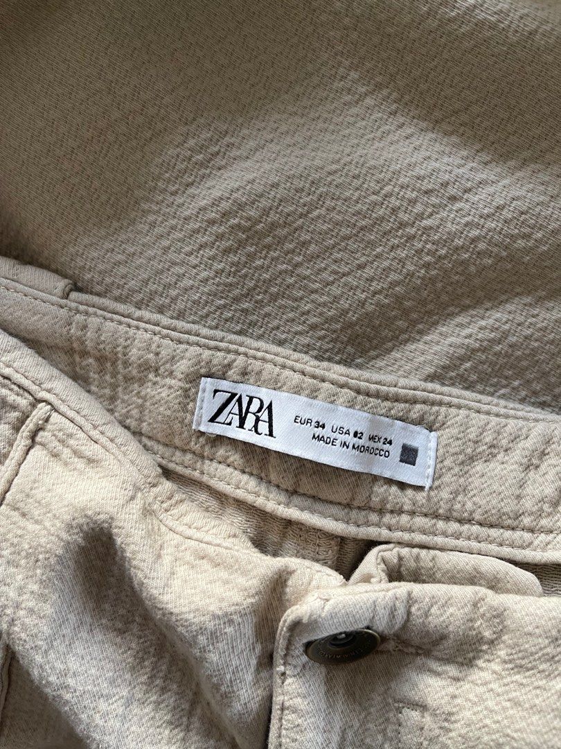 Zara Women 100 Leather High Waist Slouchy Trousers Pants Ecru 0190020 Sz  M NWT  eBay