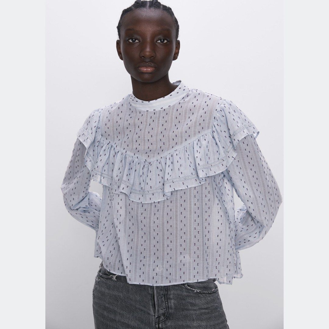 Dotted mesh deals blouse zara