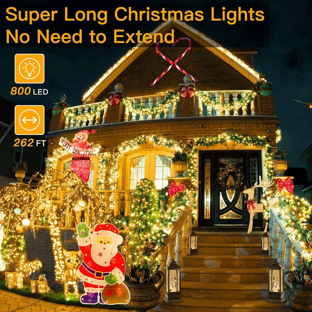 1317) Ollny Christmas String Lights Outdoor, 800 LED 330ft, Waterproof  Garland String Lights, Warm White Timer Modes, Twinkle Lighting for Room Indoor  Xmas Tree Holiday Wedding Decoration party, Furniture  Home
