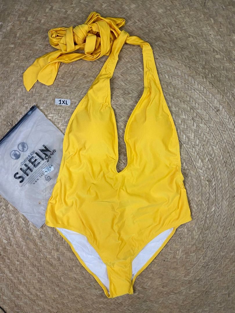 1xl yellow one piece swimsuit plus size shein bikini on Carousell