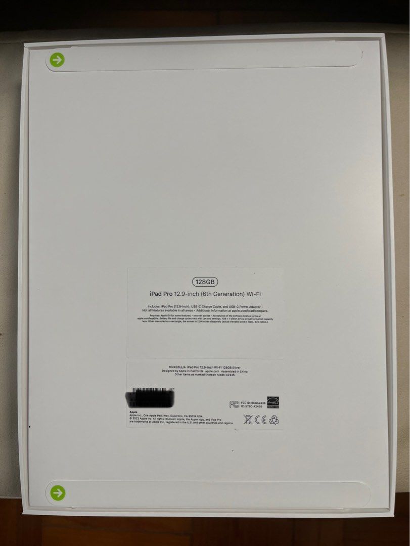 全新美版2022 iPad Pro (6th gen) 12.9' wifi 128gb silver, 手提電話