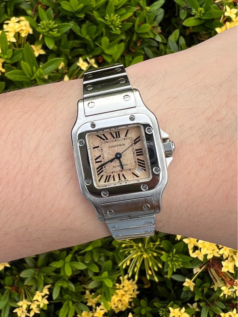 SOLD Cartier Santos Galbee 2423 Auto Chocolate Patina