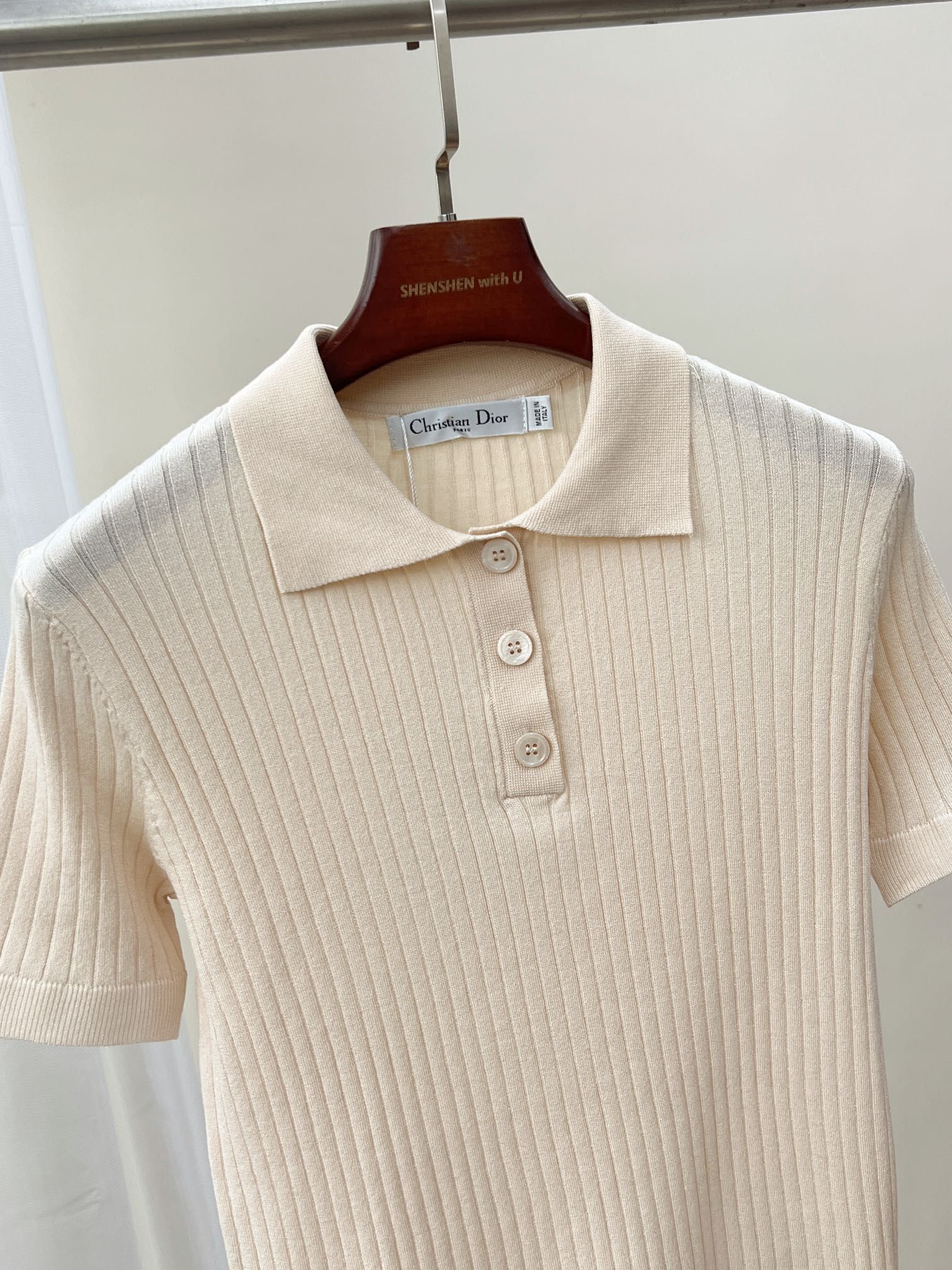 Authentic dior Bee Embroidered Polo Collar Tencel Knitwear Short Sleeve T shirt Lapel Lapel Temperament Slim Thin Top