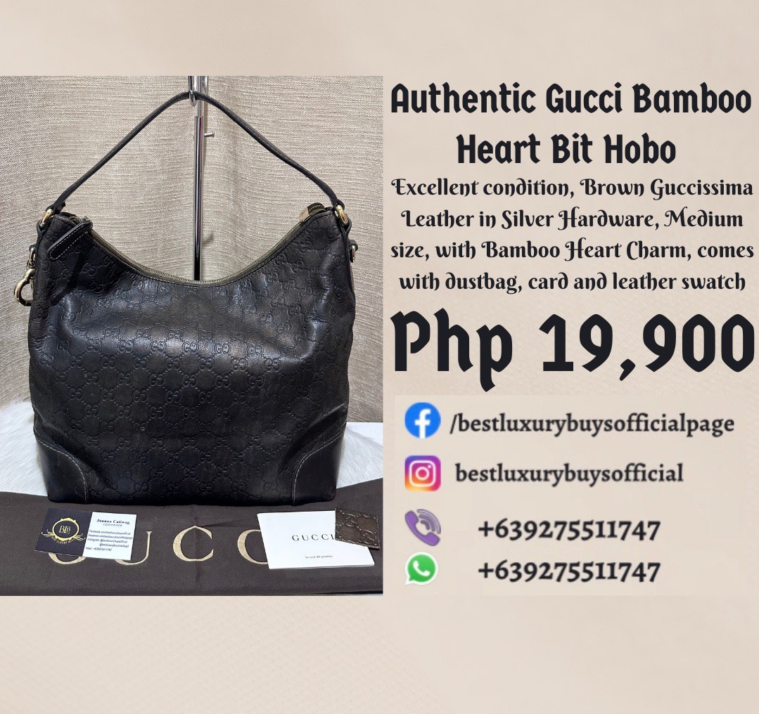 AUT. GUCCI Monogram Medium Hobo Black GG Shoulder Bag with Dust bag