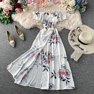 Avery Floral Off Shoulder Maxi Slit