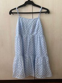 babydoll blue eyelet mini dress