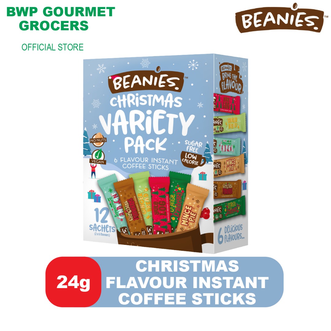 Beanies 12 Flavors Christmas Variety Pack Flavor Instant Coffee Sticks