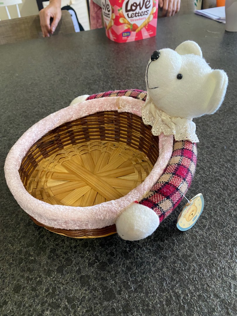 Bear rattan basket, Furniture & Home Living, Home Improvement
