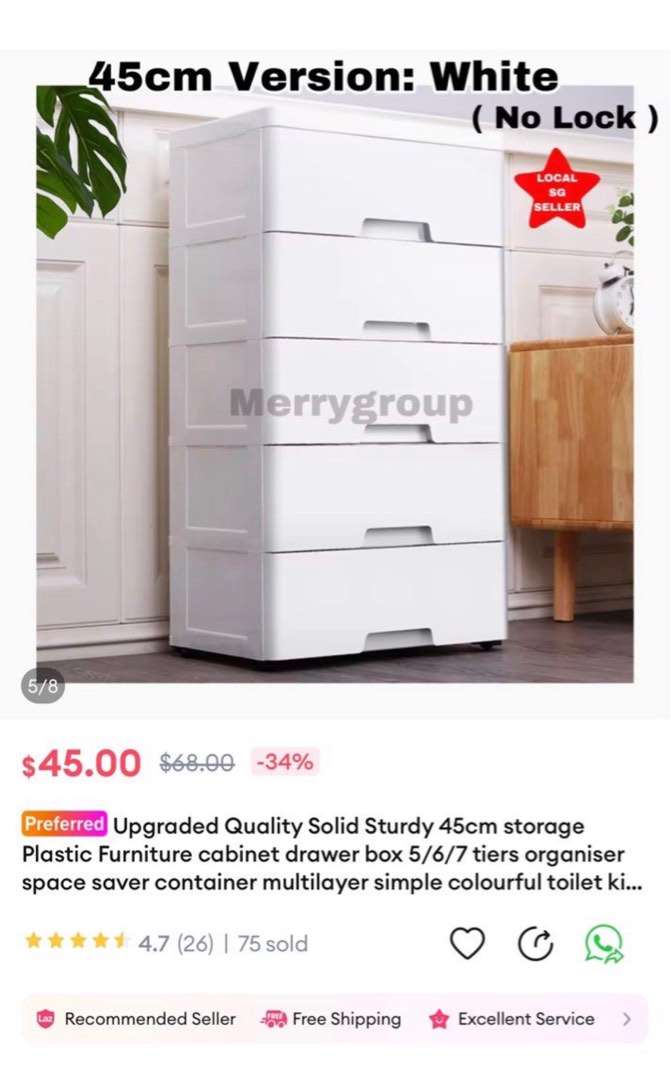 [Best Deal! Buy Now! Pickup by Saturday] Storage Drawer (5 Tier