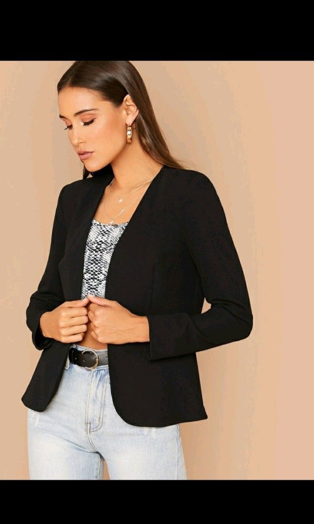 Open front blazer black clearance