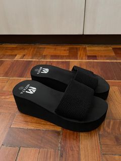 black platform slip ons