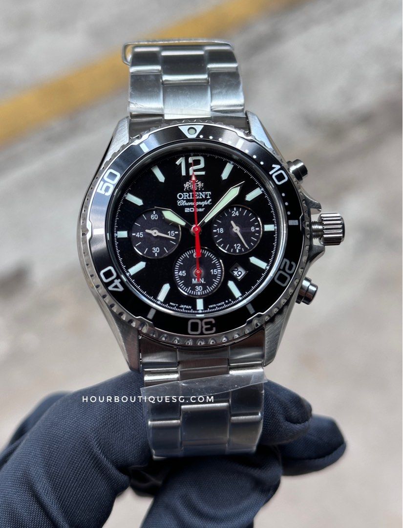 Brand New Orient Kamasu Solar Powered Sapphire Crystal Black Dial