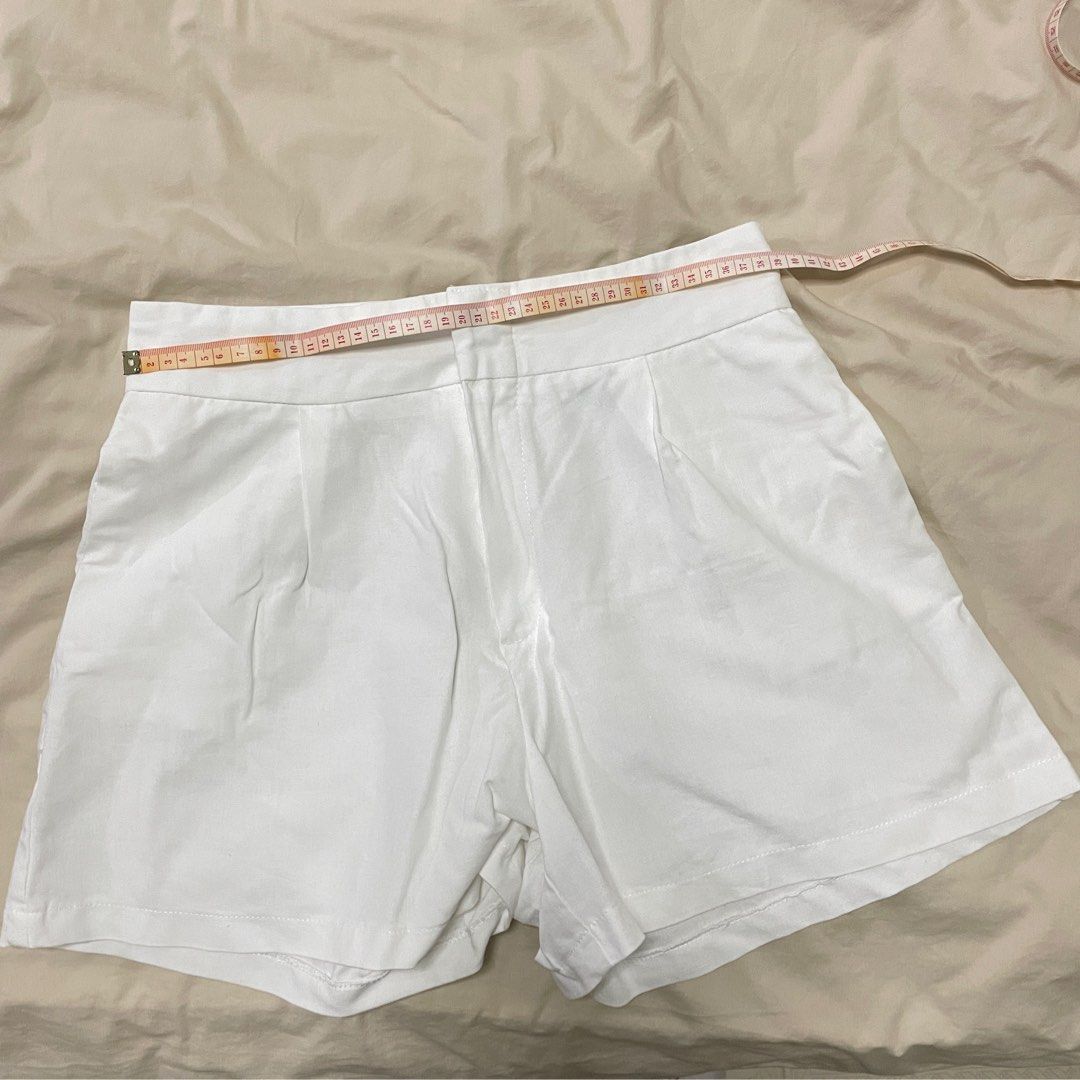 Brand New White Linen High Waist Shorts Women s Fashion Bottoms