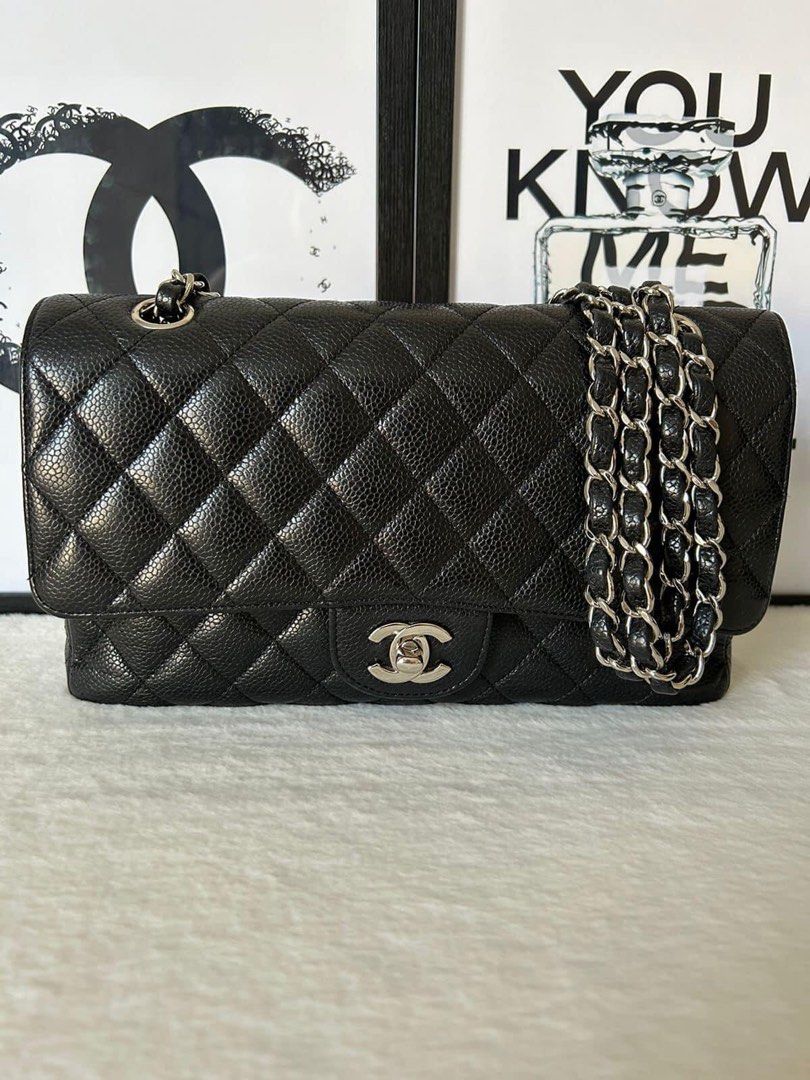 Chanel Classic Medium Double Flap Bag (Category: Luxury Bags & Wallets) located in Manila. Submitted by bagislifeshop (Listing ID 1232386132, Image 2). Description: ▪️Chanel Classic Medium Double Flap Bag▪️ ☑️Available in Pampanga ✅Series 11 ✅Condition: 8.5/10 ✅Colour: Black in silver hardware ✅Material: Caviar leather ✅Inclusions: dustbag, booklet, hologram sticker, entrupy certificate and box .