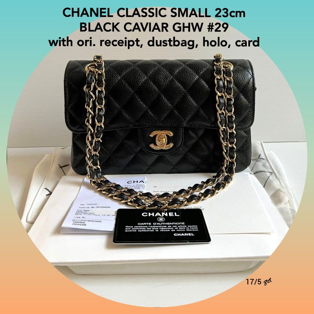 tas shoulder-bag Chanel Classic Small Black Caviar Double Flap GHW Shoulder  Bag