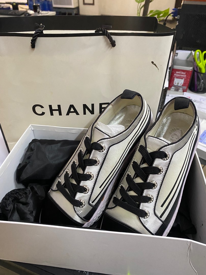 Chanel satin sneakers hot sale