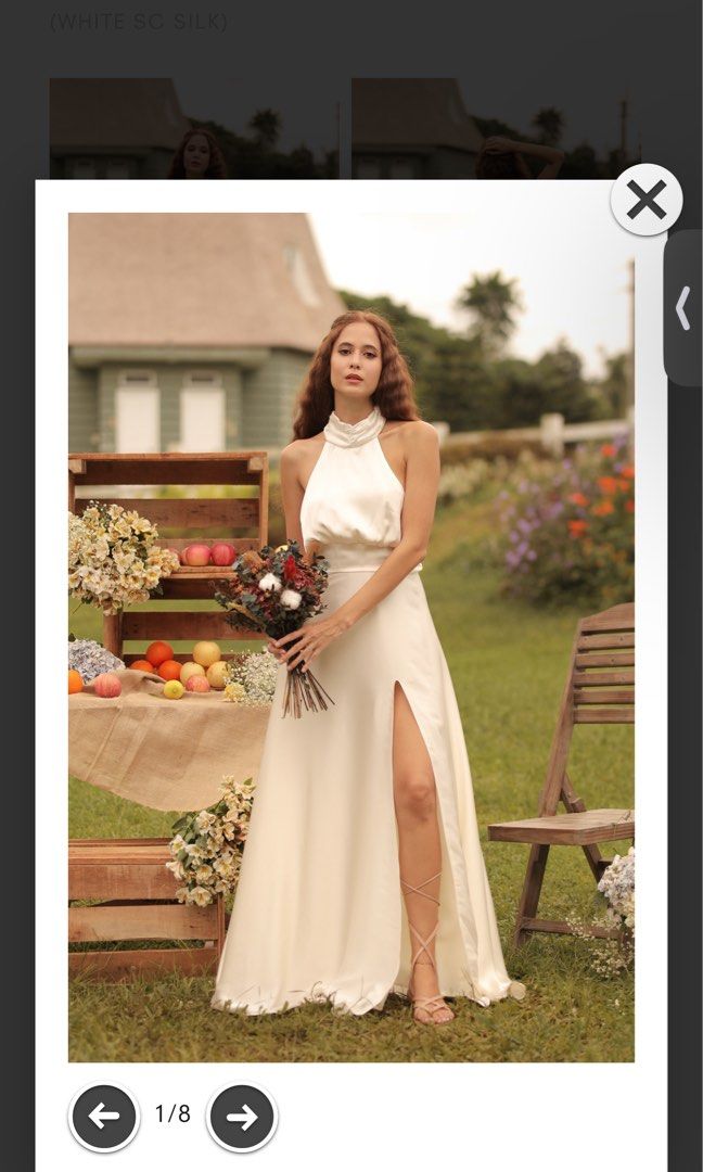 White silk formal dress online