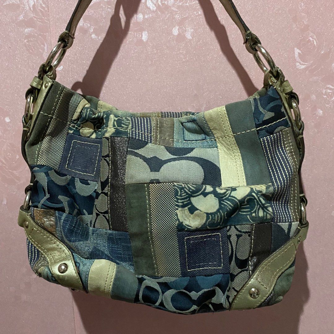 Coach Denim Patchwork Hobo Shoulder Bag, Barang Mewah, Tas & Dompet di