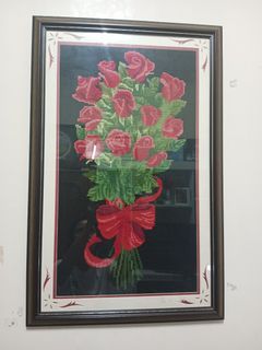 Cross stitch Red roses bouquet