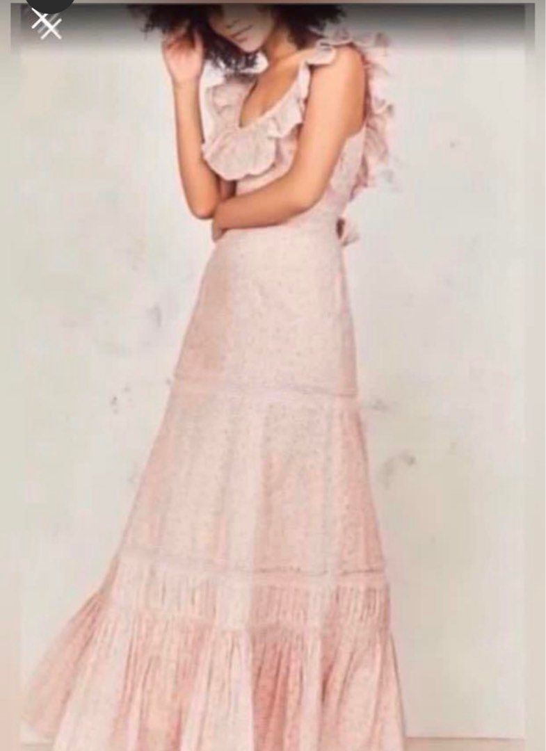 Designer dress Joanne Floral Ruffle Maxi Dress IvoryDesigner dress Luxury Apparel on Carousell