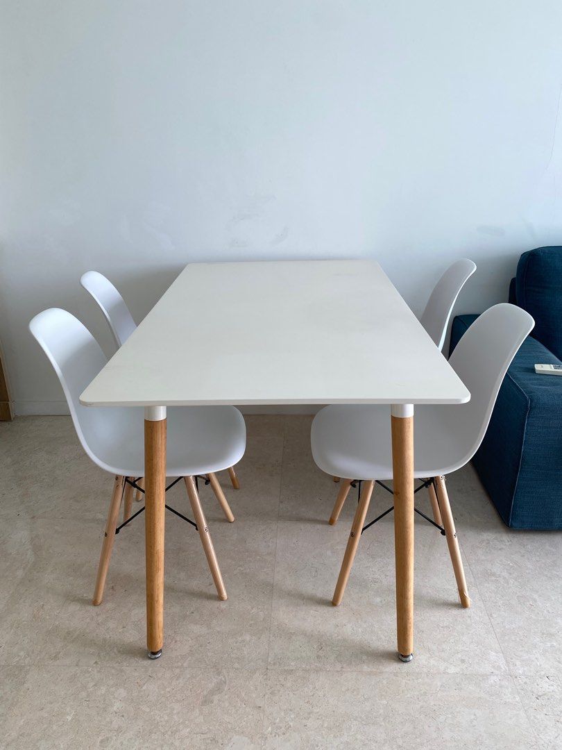 Dining Table Set (Category: Tables & Sets) located in Singapore. Submitted by mon.cheri (Listing ID 1232376722, Image 1). Description: each chair selling for $15 vincente table for $98 (length:140cm height: 75cm width: 80cm) all in good condition table got slight stain fast deal can nego! pls arrange own mover collect at thomson three condo.