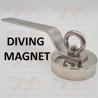 Diving Magnet Underwater Magnet Dive Magnet Salvage Magnet Anchor Magnet Waterproof Magnet Commercial Diving Magnets Handle Bar 316SS 304SS Stainless Steel Bar Strong Plastic Coated Magnets Eyenut Eyebolt