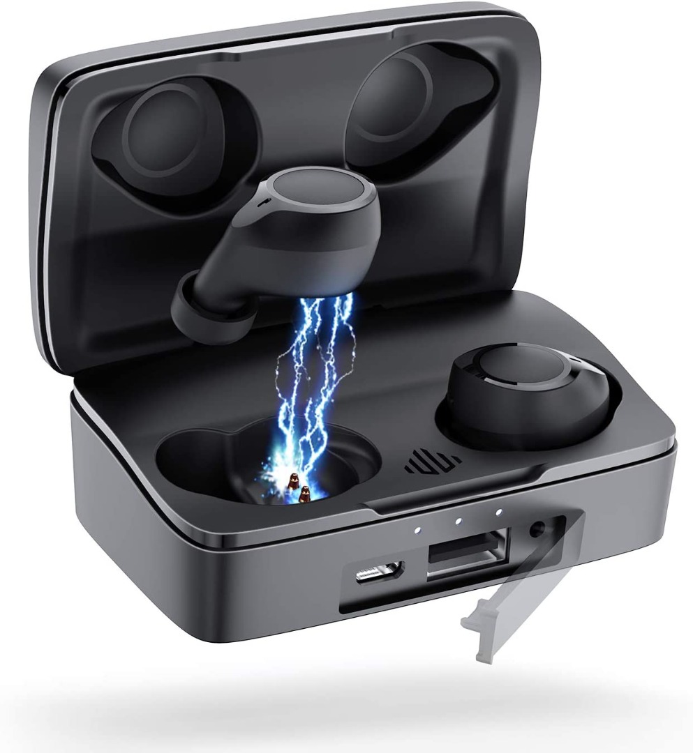 ENACFIRE Future Plus Bluetooth Headphones Bluetooth 5.0 in Ear Sports Wireless Earphones Headset HD Sound Quality 104H Playtime Headphones with Built in Microphone 2600 mAh Charging Box IPX7 Audio Ear...
