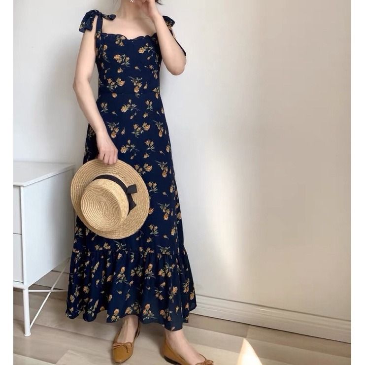 knee length dresses for ladies Daisy Chain Darling Light Blue Floral Print Midi Dress main image 1