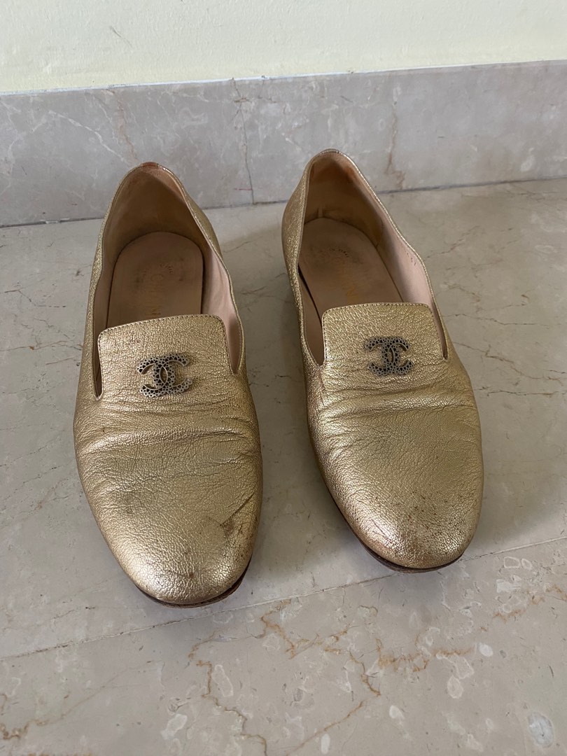Chanel sales gold loafers
