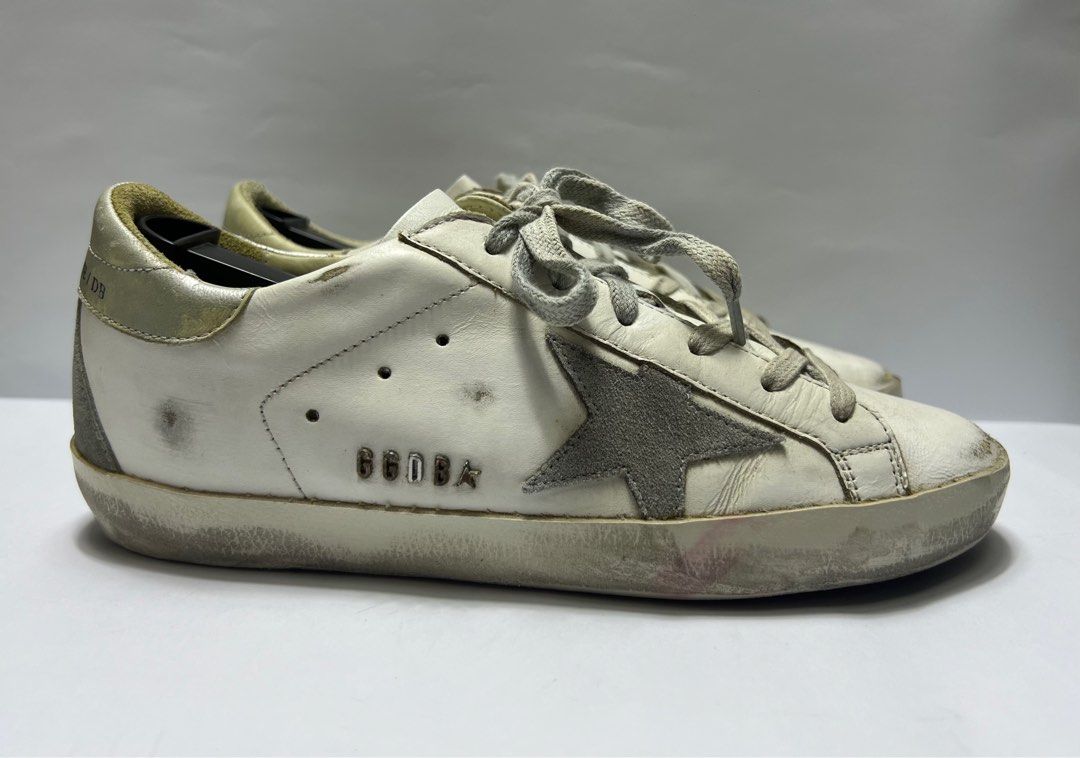 Superstar sneakers with silver heel tab with glitter and metal stud lettering store