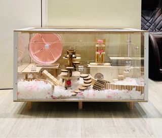 Hamster Acrylic Cage 60cm 80cm natural wood accessories running wheel water bottle holder food bowl playground platform bendy ladder sandbox bathroom hideout house paper bedding Syrian dwarf other small animals