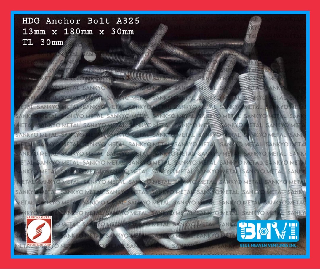 HDG Anchor Bolt A325 13mm x 180mm x 30mm, Commercial & Industrial