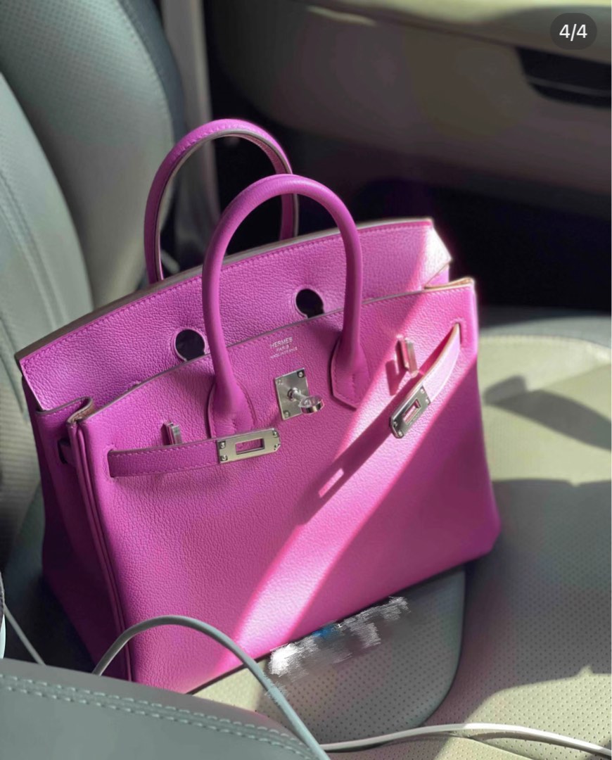 Hermes Birkin 25 Bag 5j Fuschia Pink Lizard SHW