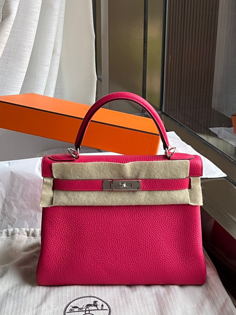 Hermes Kelly 28 Rose Extreme Clem PHW, Luxury, Bags & Wallets on Carousell