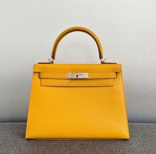 Hermes Kelly 25 Gold Bi-Color Jaune Ambre Verso Shoulder Bag Bag Z