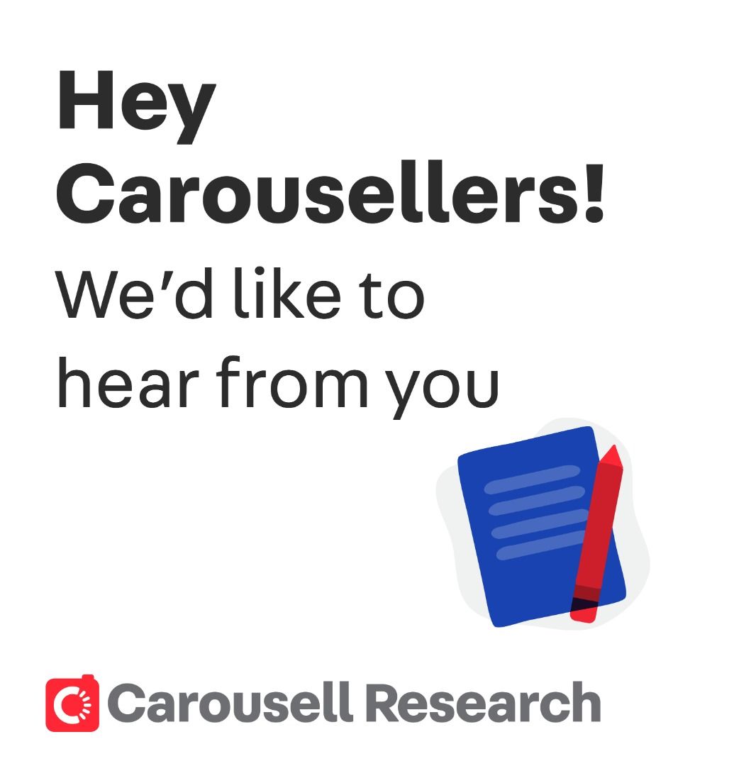 Hey! We'd like to hear from you (Category: Announcements) located in Manila. Submitted by carousell_research (Listing ID 1232334775, Image 1). Description: Only for selected users.