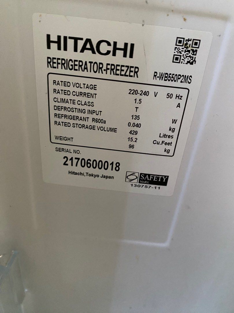 Hitachi French bottom freezer 3 door fridge, TV & Home Appliances