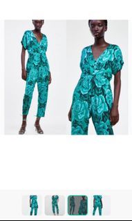 H&M Green Floral Romper/Jumpsuit