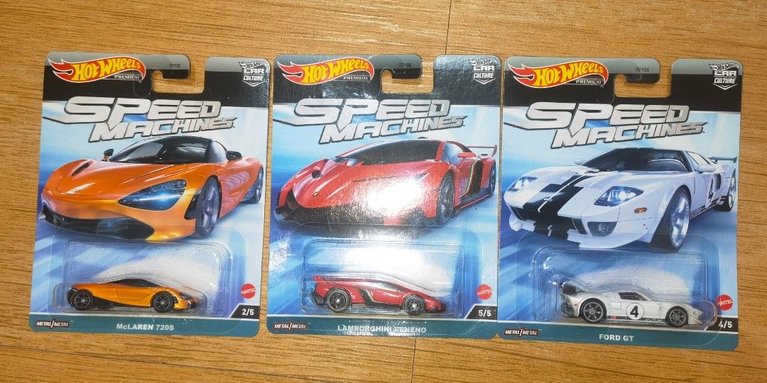 Hotwheels Speed Machine McLaren, Lamborghini and Ford gt, Hobbies