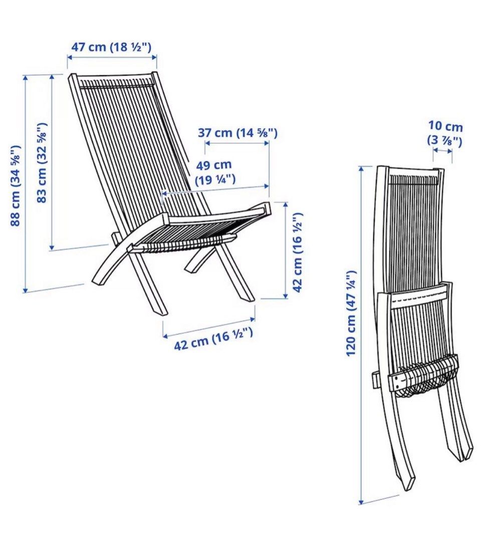 IKEA BROMMO Foldable Lounge Chair Balcony Chair Reclining Chair Lounger