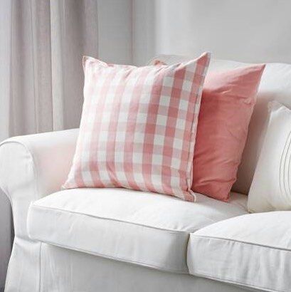 Pink gingham pillow on sale