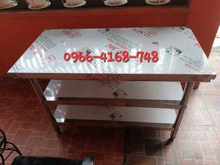♦️INDUSTRIAL TABLE/ASSEMBLE TYPE (PURE 304 STAINLESS)1.2MM THICKNESS/BRAND NEW/3 LAYER WITH  MANY DIFFERENT SIZES (CASH ON DELIVERY)IN STOCK