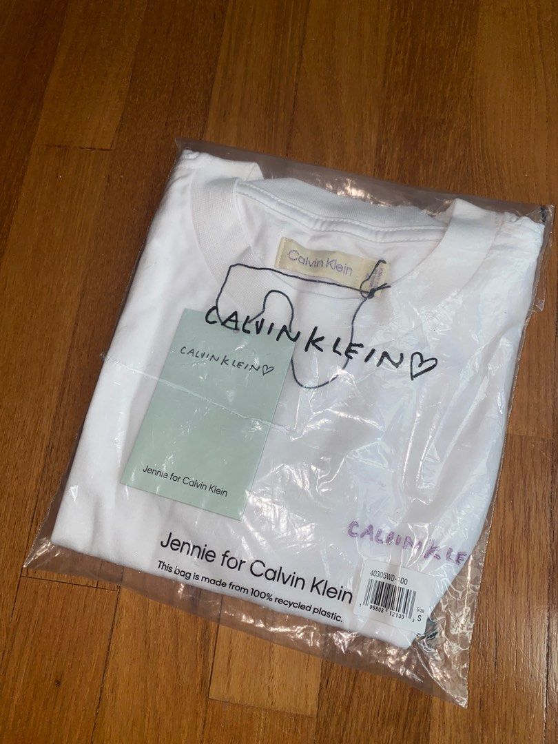 Jennie X Calvin Klein Baby Tee (White) Size S, Women's Fashion