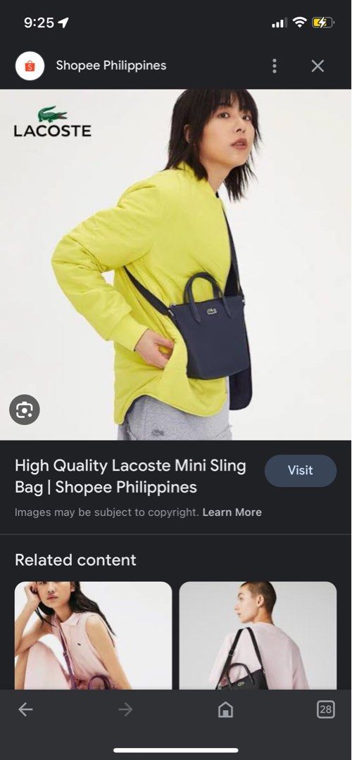 Lacoste mini sling black Luxury Bags Wallets on Carousell